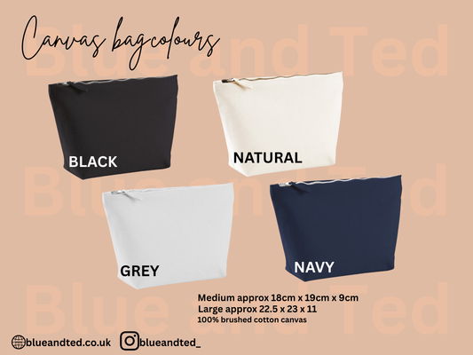EMBROIDERED PERSONALISED CANVAS INITIAL POUCH