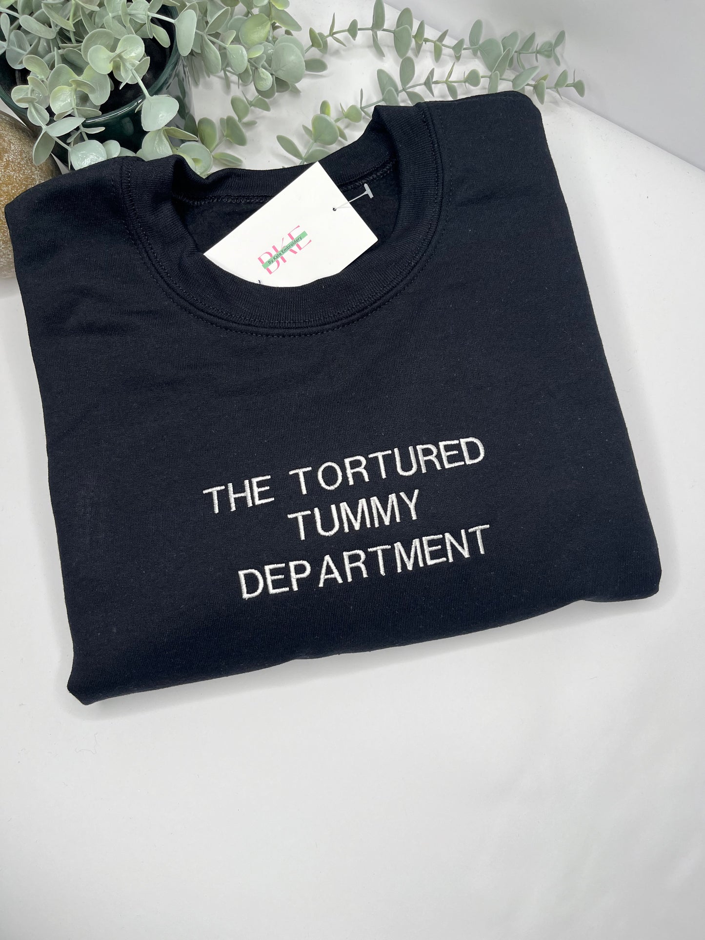 TORTURED TUMMY DEPARTMENT EMBROIDERED SWEATSHIRT