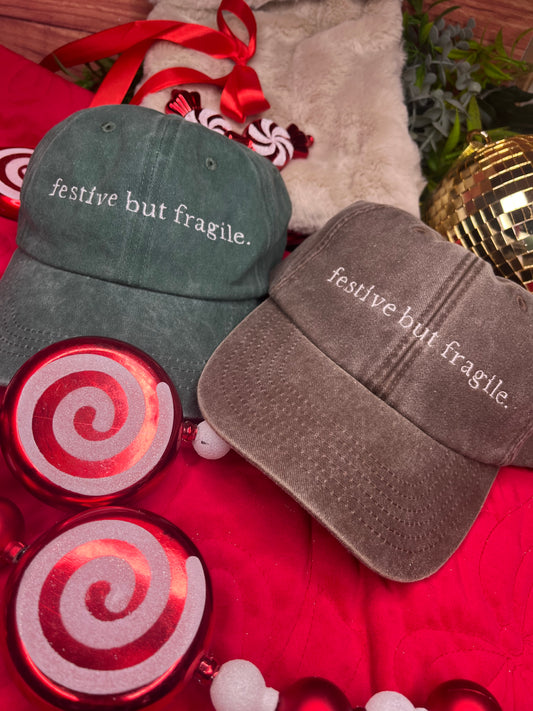 FESTIVE BUT FRAGILE EMBROIDERED CAP