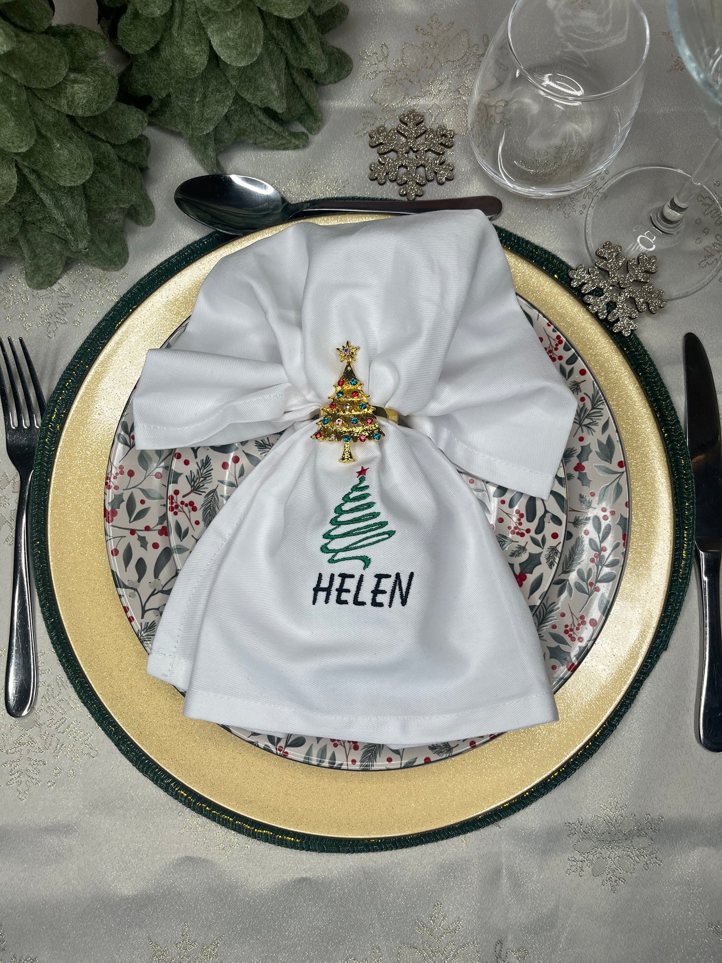 PERSONALISED CHRISTMAS TREE AND NAME NAPKIN