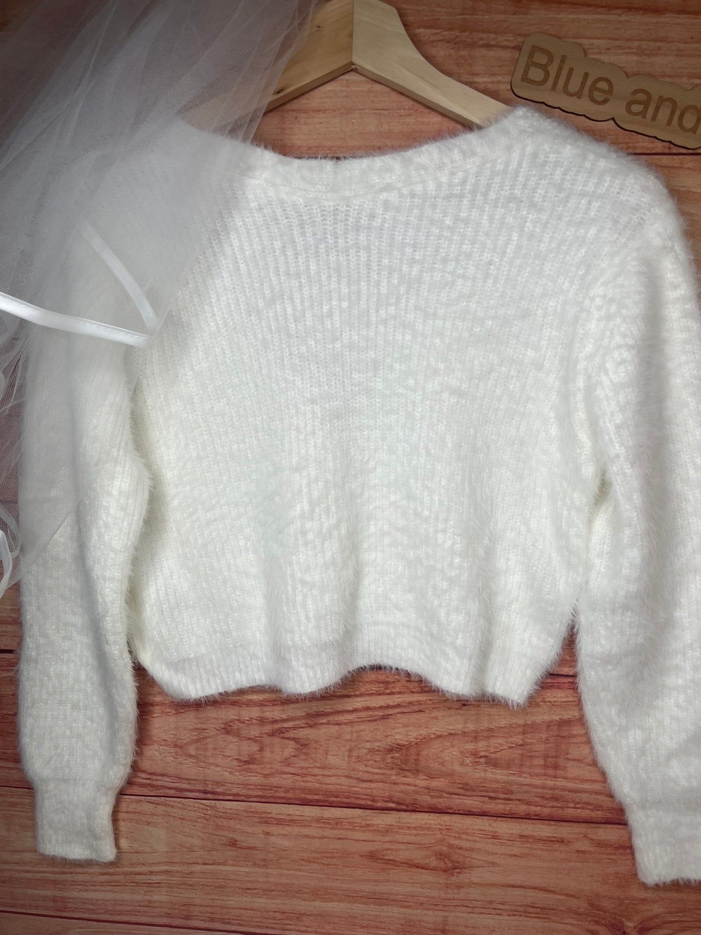 BRIDAL BRIDESMAID PERSONALISED EMBROIDERED FLUFFY CROP CARDIGAN