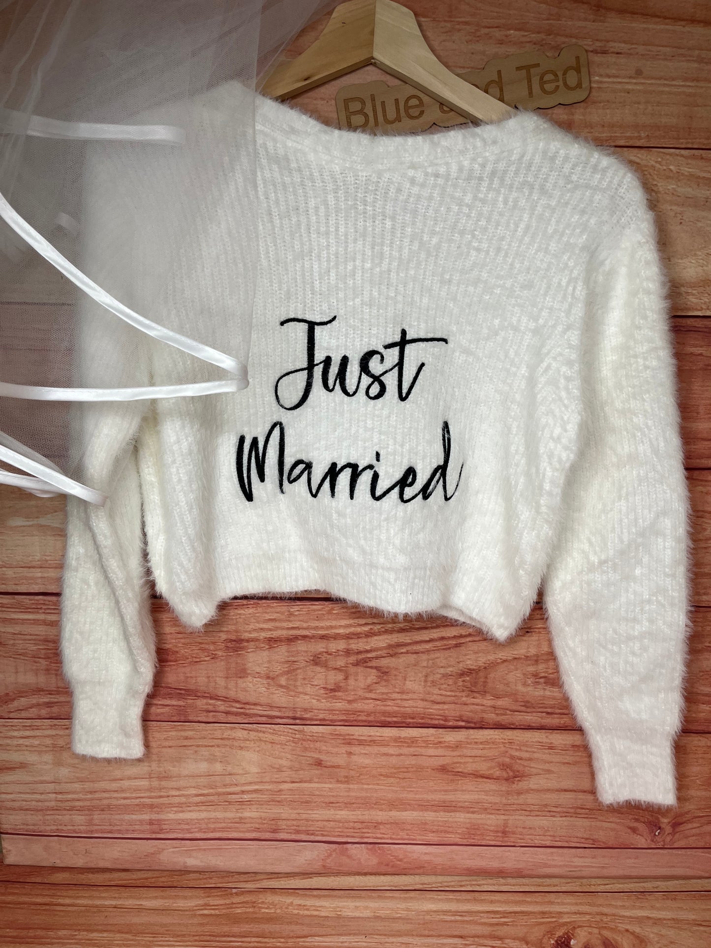 BRIDAL PERSONALISED EMBROIDERED FLUFFY CROP CARDIGAN