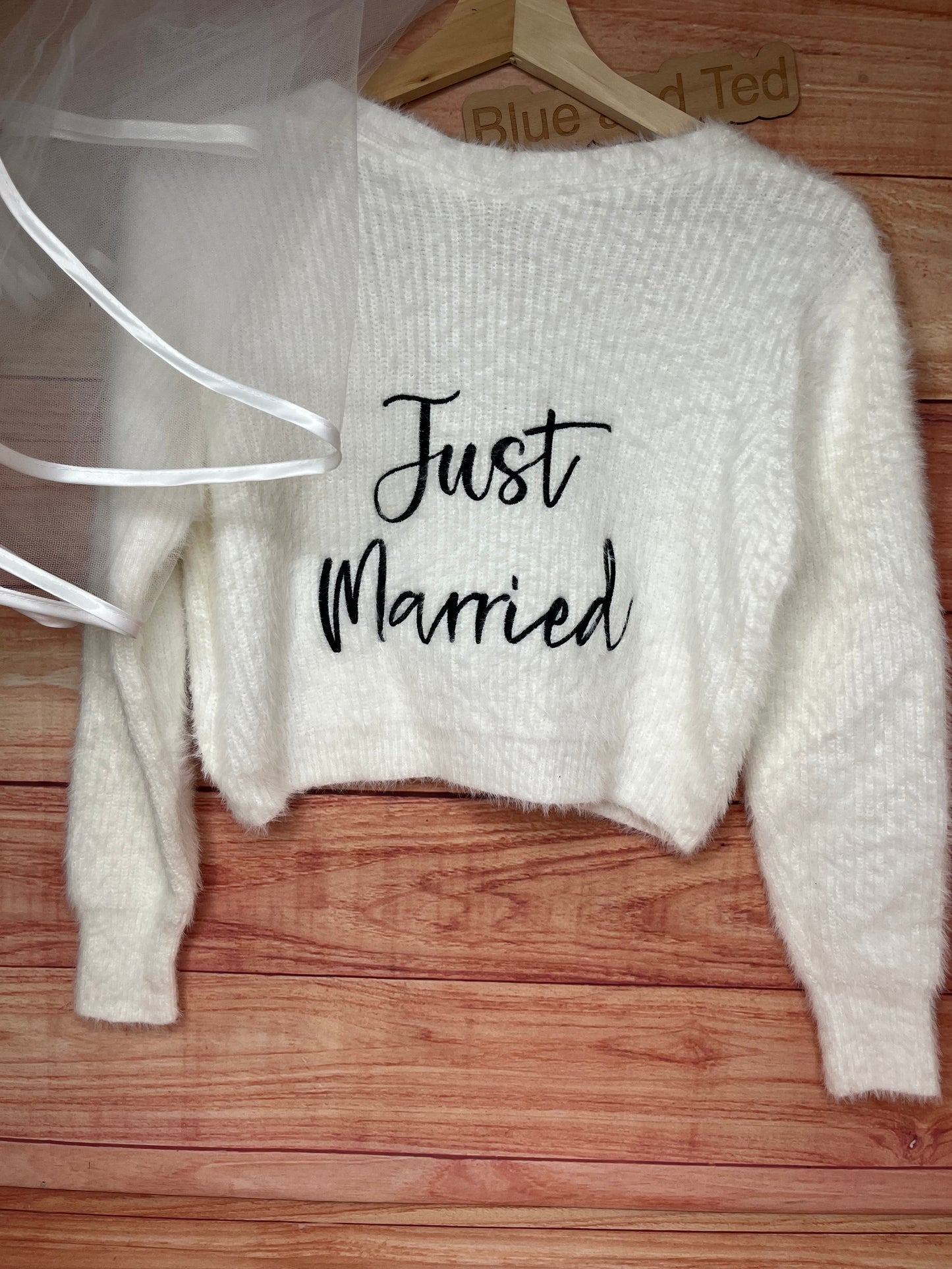 BRIDAL PERSONALISED EMBROIDERED FLUFFY CROP CARDIGAN