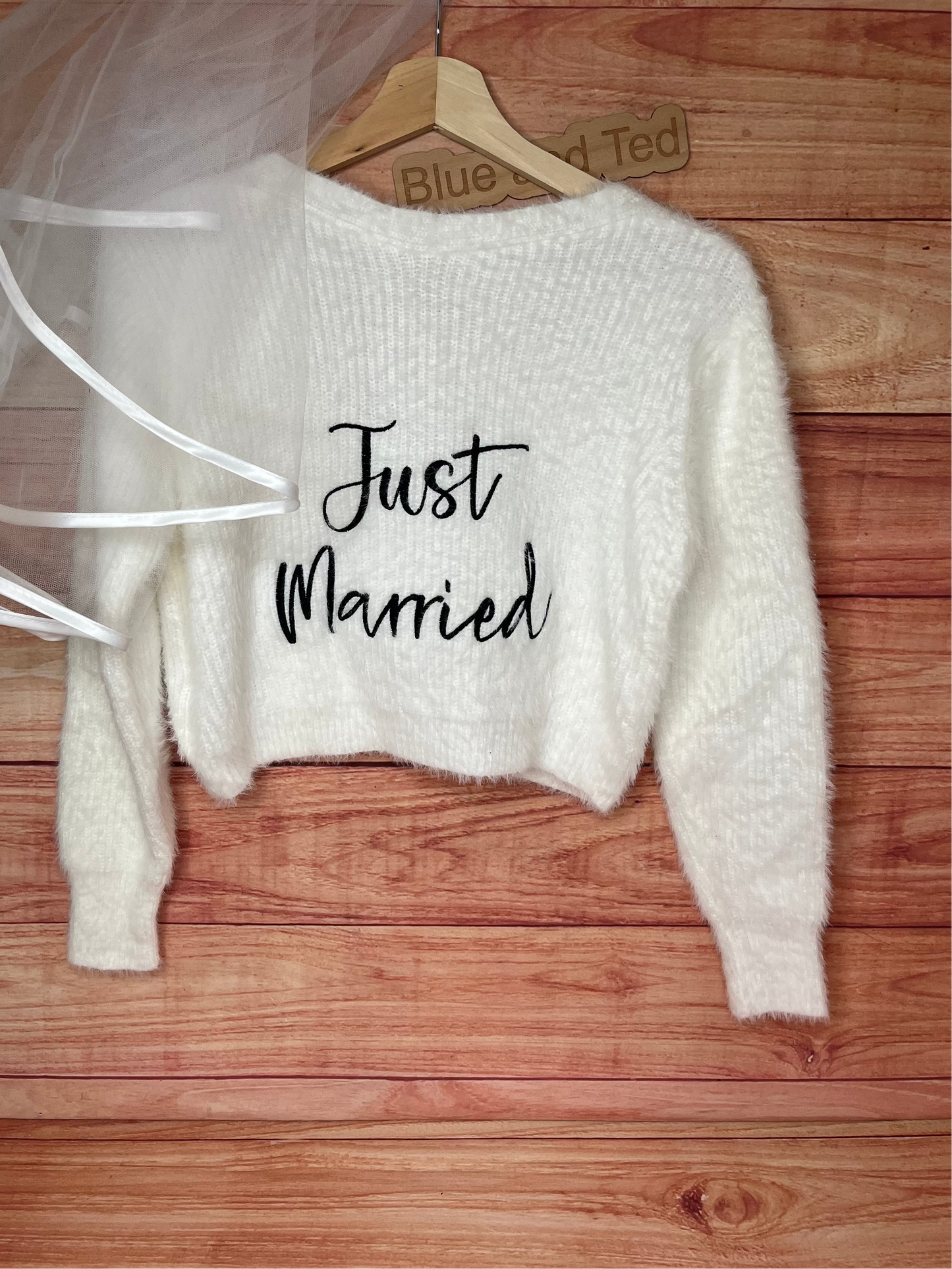 BRIDAL PERSONALISED EMBROIDERED FLUFFY CROP CARDIGAN