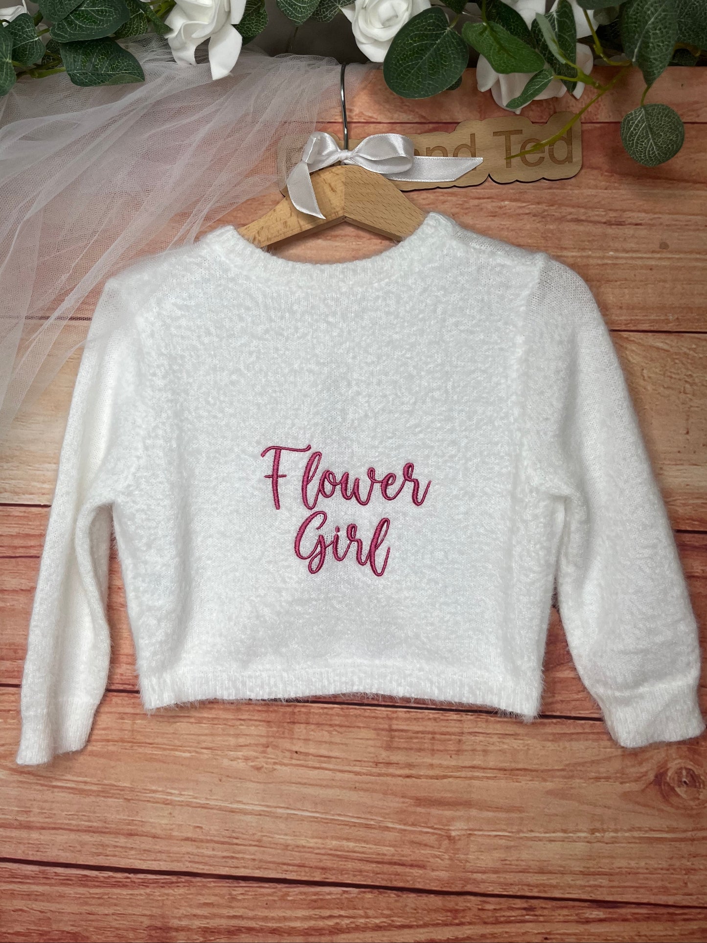 CUSTOM CHILDREN'S CROP FLOWER GIRL WHITE WEDDING CARDIGAN