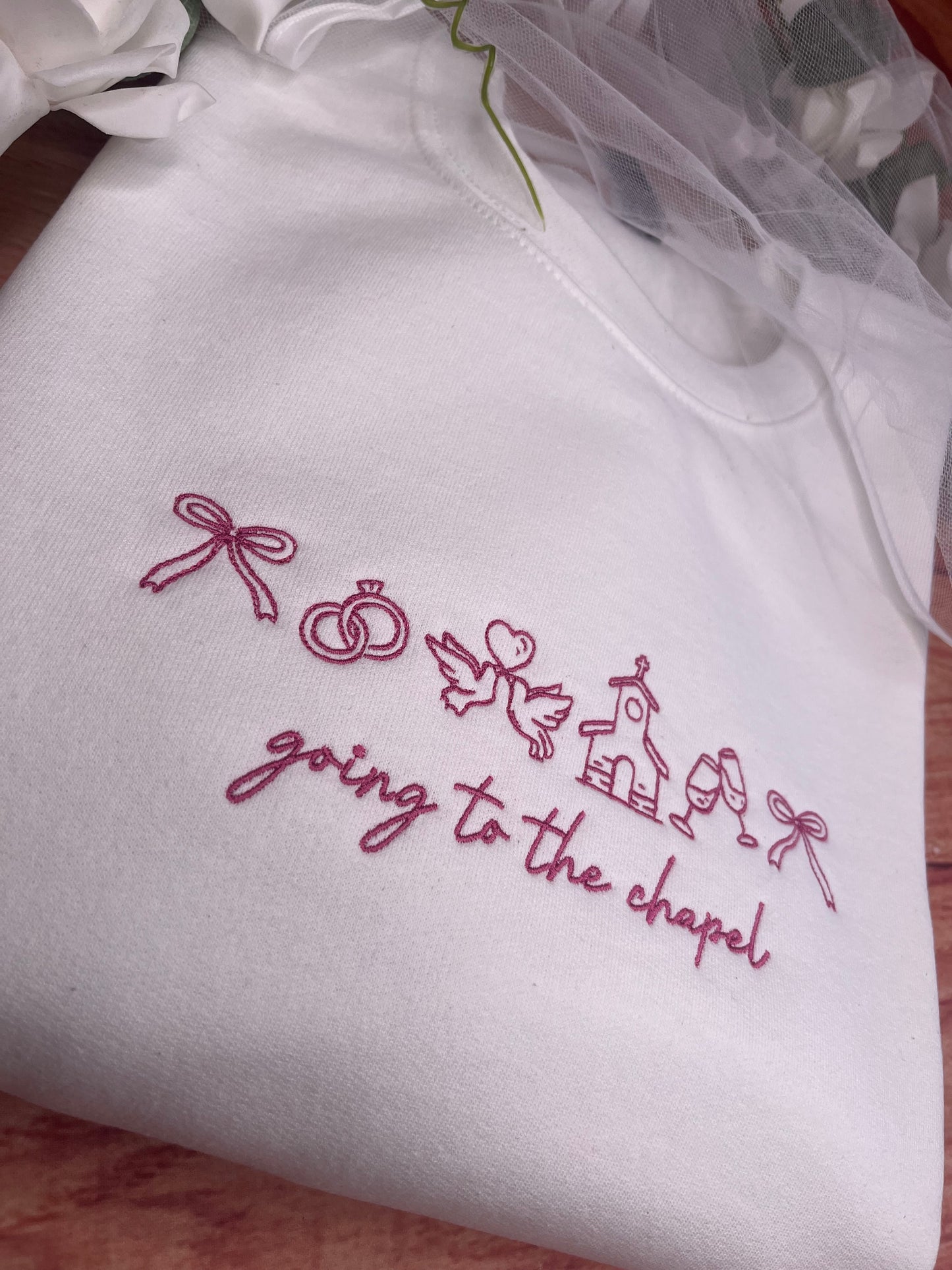 GOING TO THE CHAPEL EMBROIDERED SWEATSHIRT