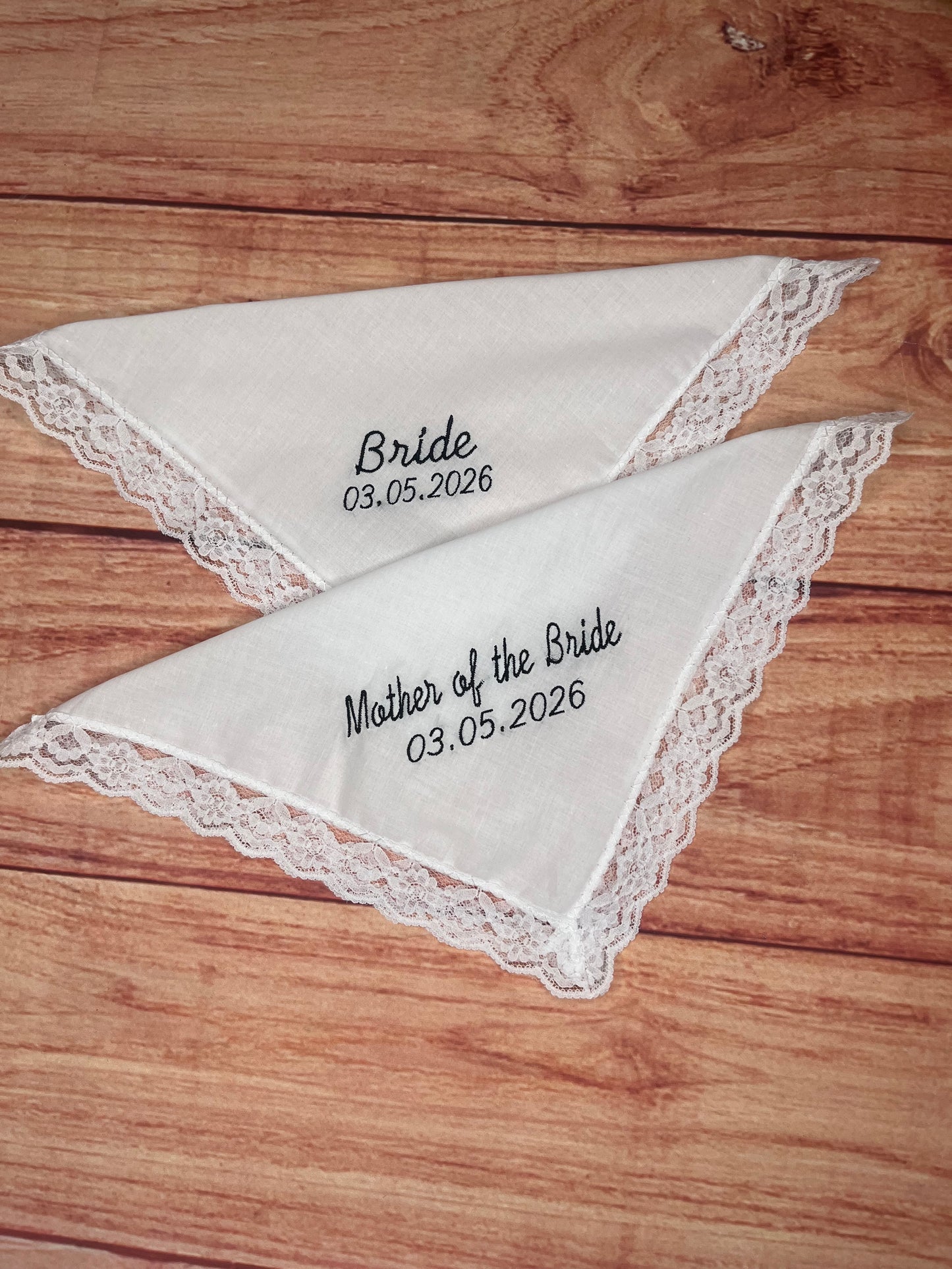 CUSTOM PERSONALISED BRIDE WEDDING EMBROIDERED HANDKERCHIEF