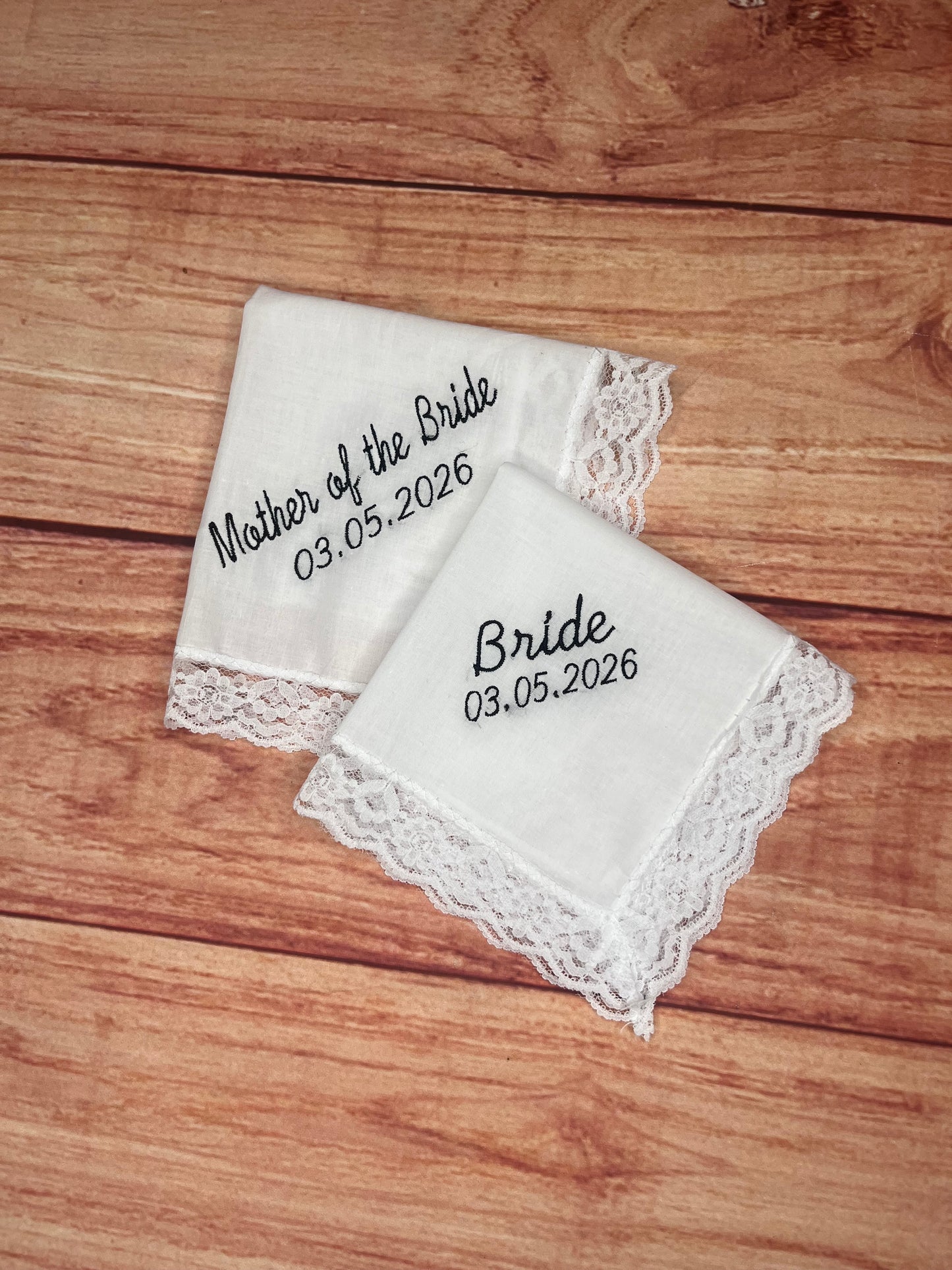 CUSTOM PERSONALISED BRIDE WEDDING EMBROIDERED HANDKERCHIEF