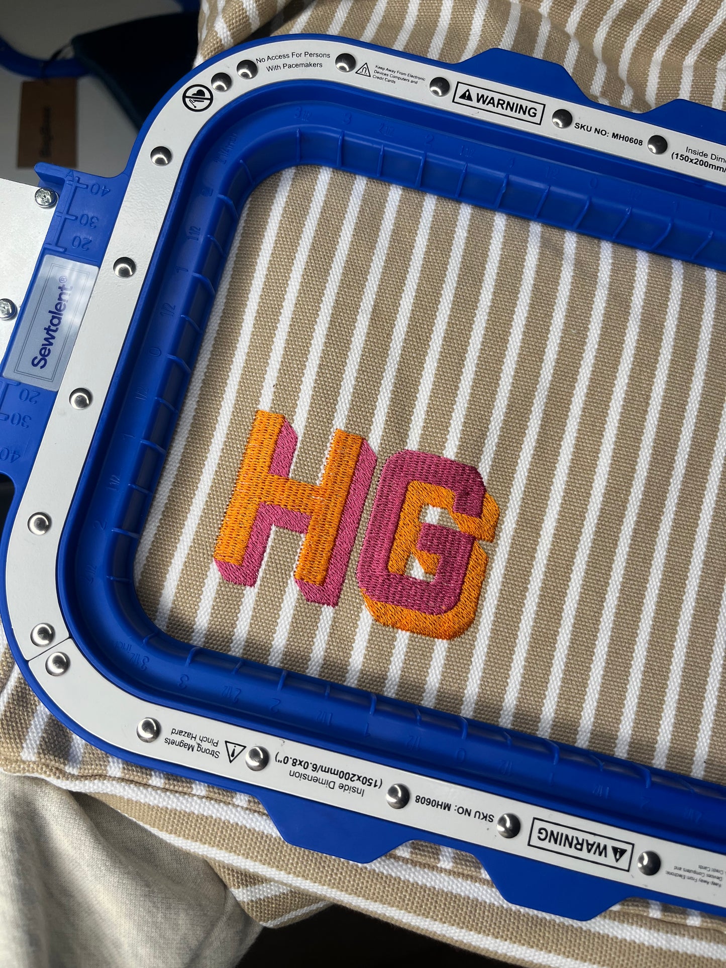 EMBROIDERED PERSONALISED STRIPE OR PLAIN OVERSIZED BAG