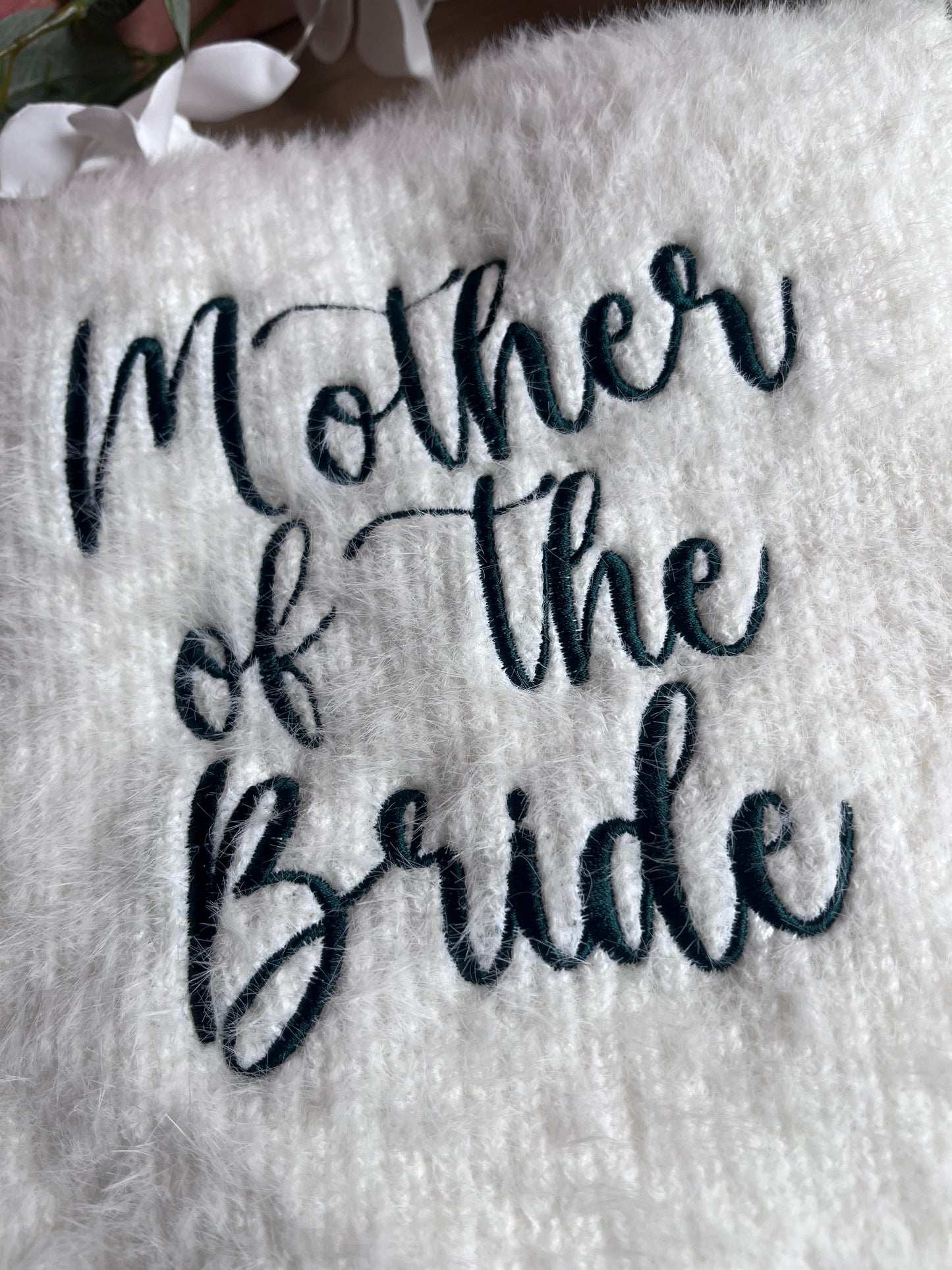 BRIDAL PERSONALISED EMBROIDERED FLUFFY CROP CARDIGAN