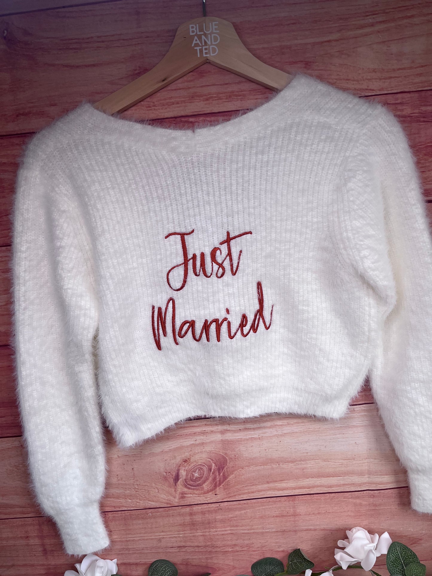 BRIDAL PERSONALISED EMBROIDERED FLUFFY CROP CARDIGAN