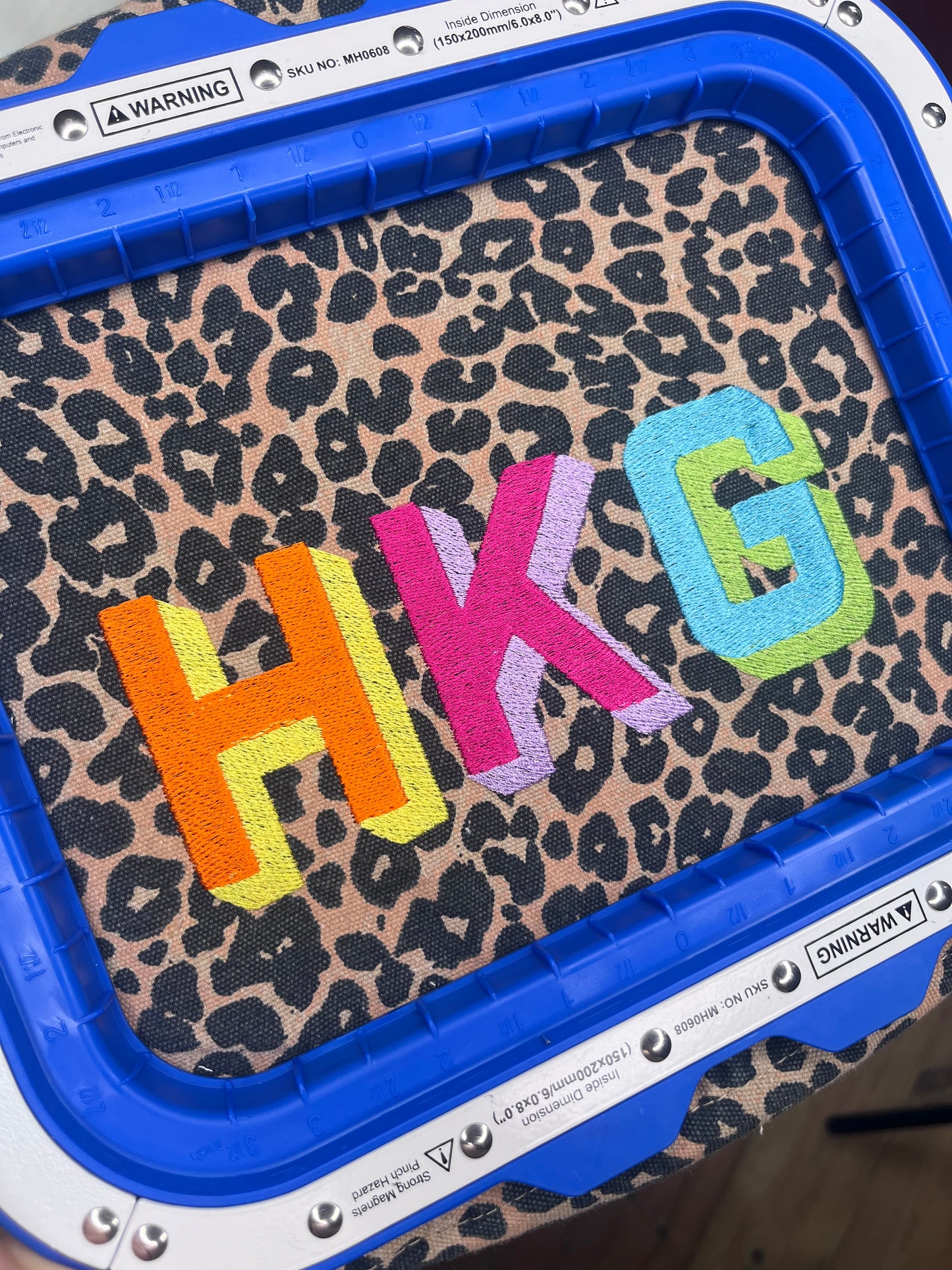 EMBROIDERED PERSONALISED LEOPARD PRINT CANVAS BAG MEDIUM
