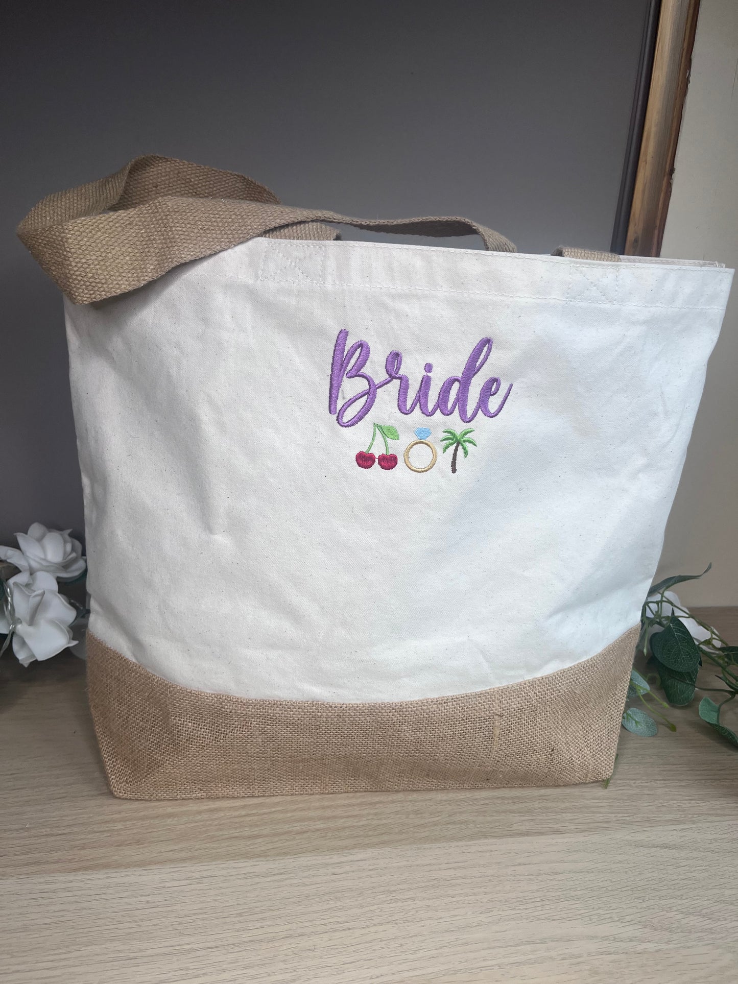 EMBROIDERED PERSONALISED NAME ICON TOTE BAG