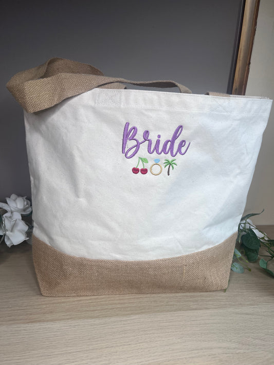 EMBROIDERED PERSONALISED NAME ICON TOTE BAG