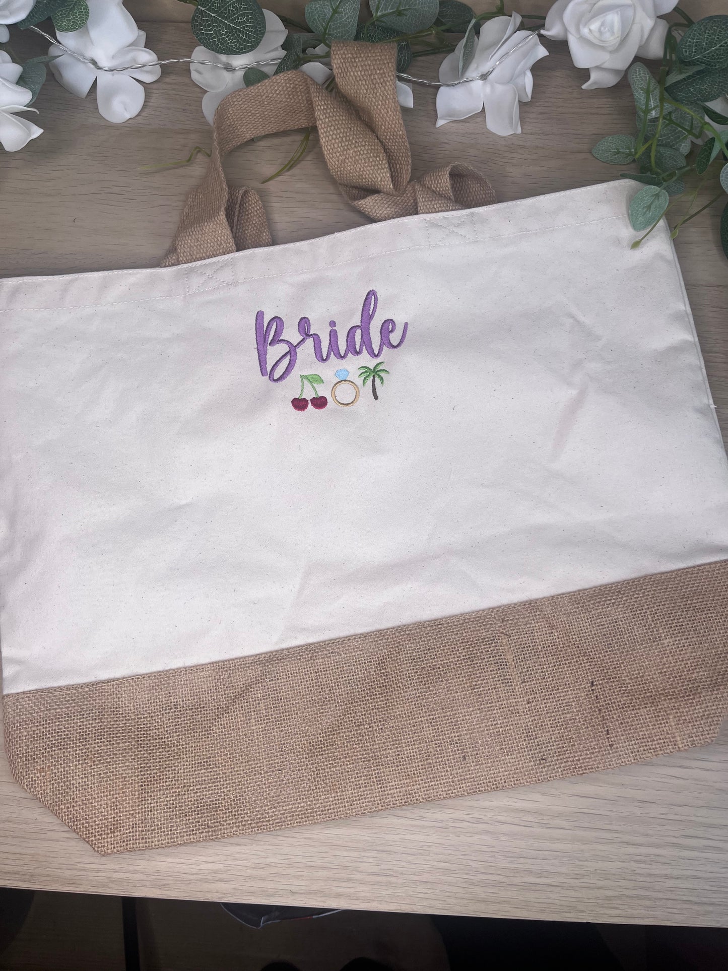 EMBROIDERED PERSONALISED NAME ICON TOTE BAG
