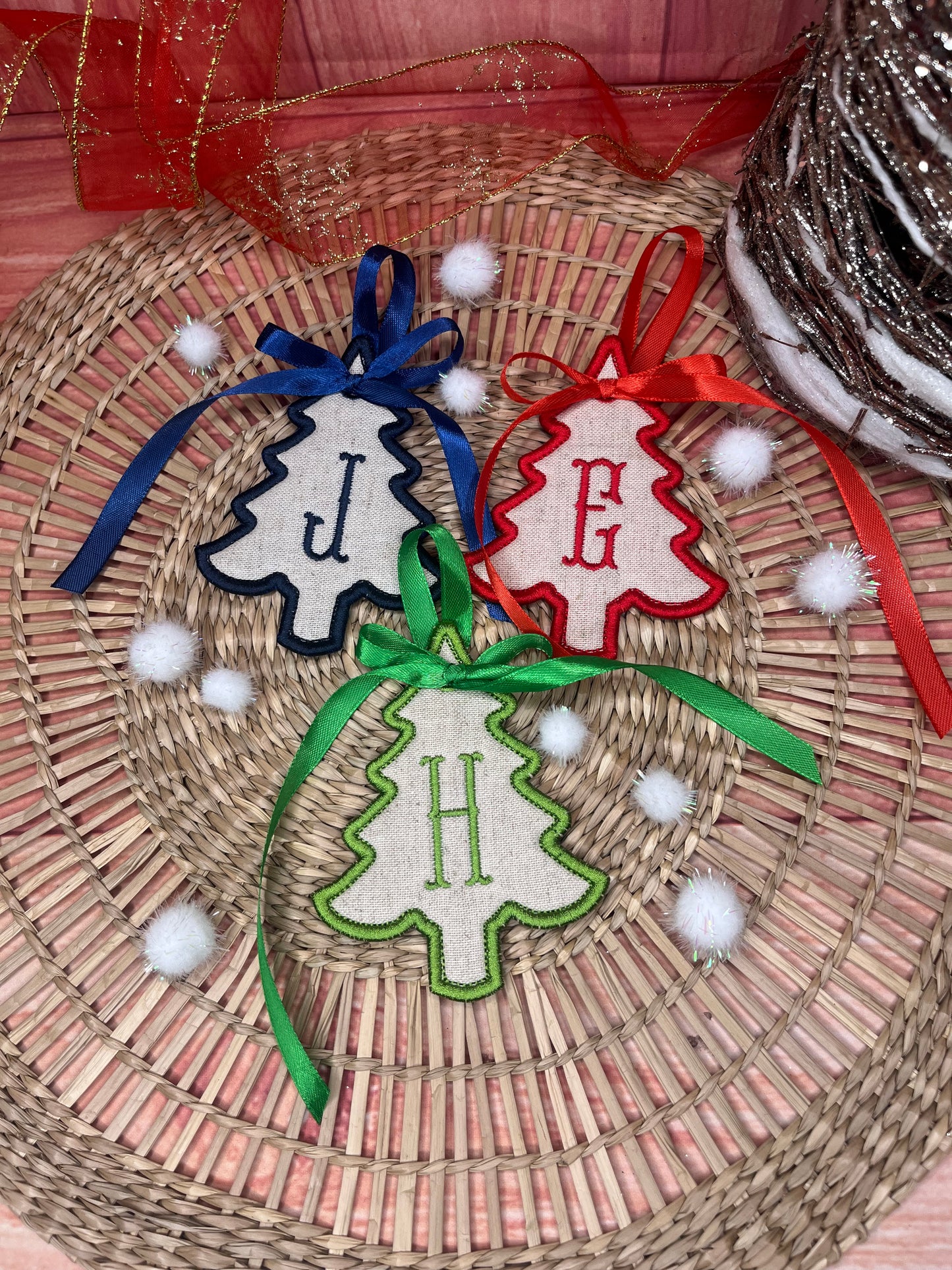 CUSTOM CHRISTMAS SHAPE FABRIC INITIAL DECORATION