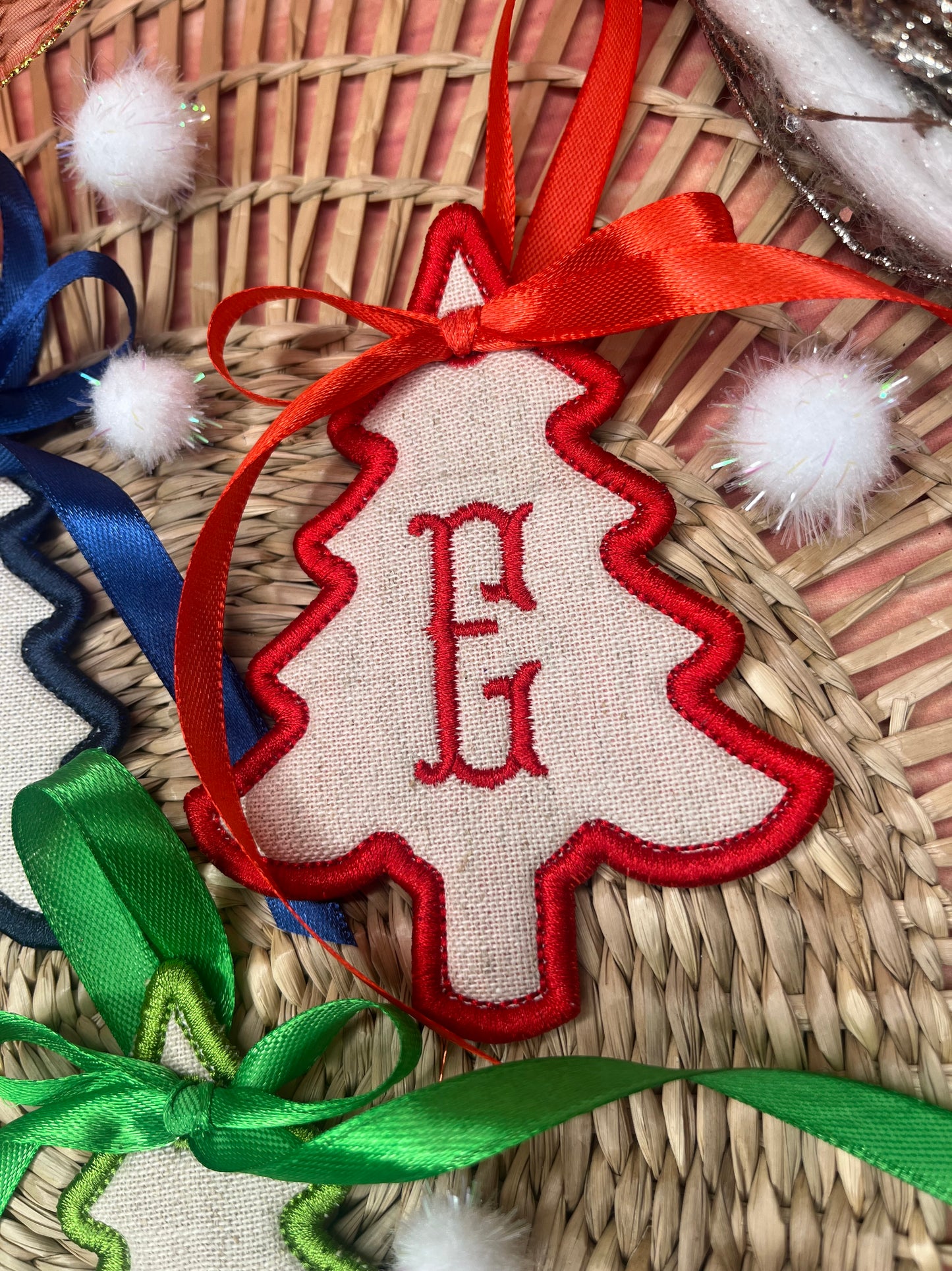 CUSTOM CHRISTMAS SHAPE FABRIC INITIAL DECORATION