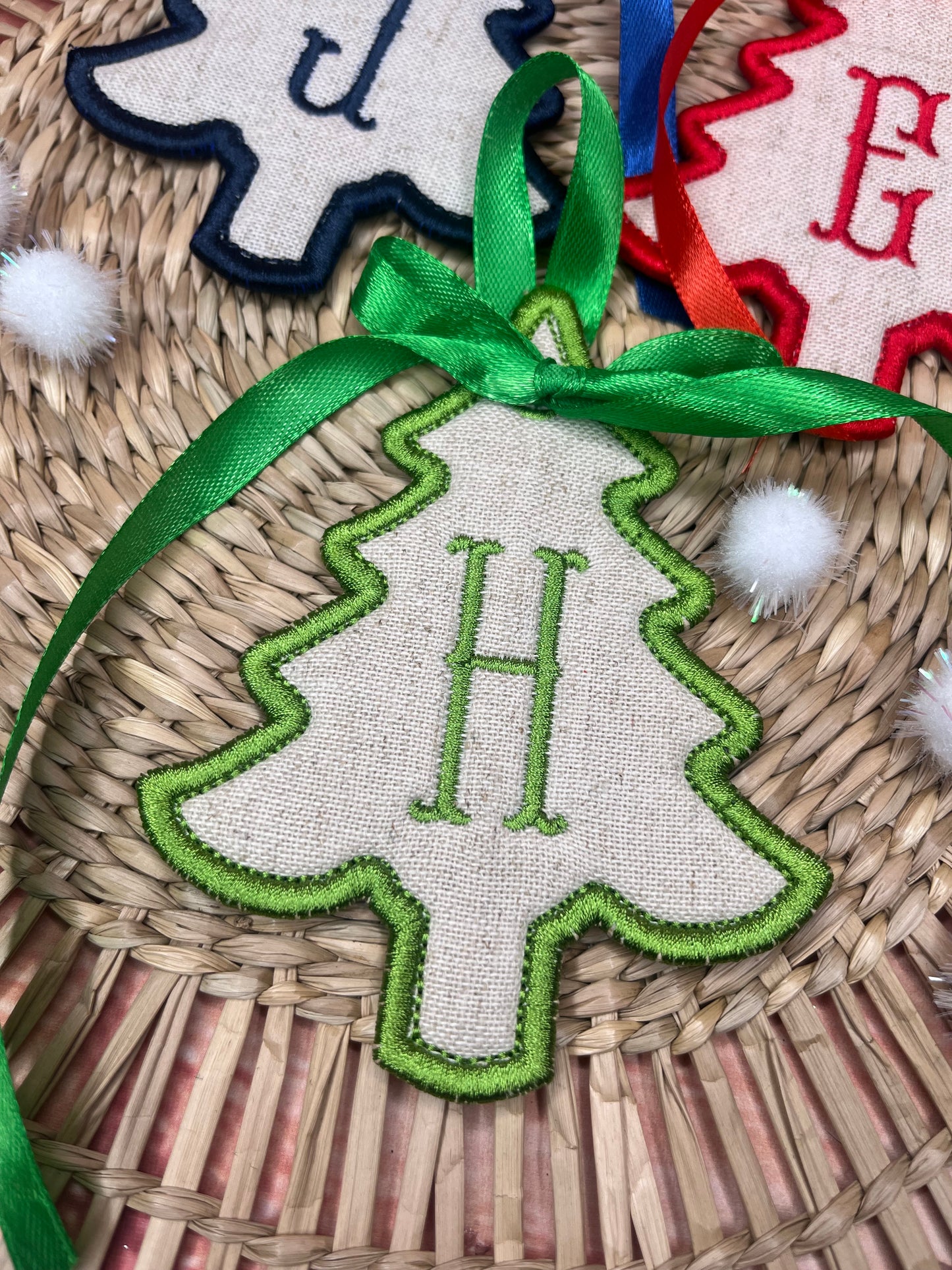 CUSTOM CHRISTMAS SHAPE FABRIC INITIAL DECORATION