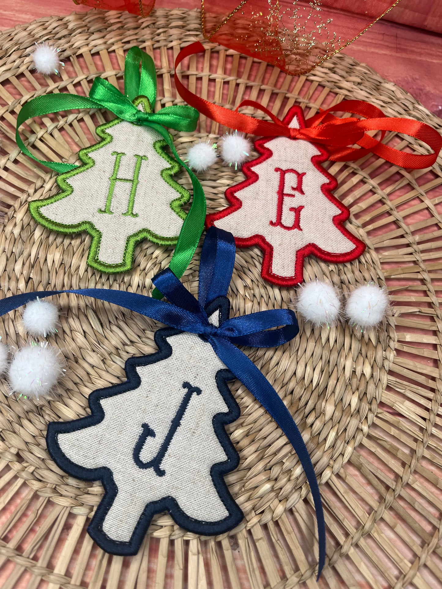 CUSTOM CHRISTMAS SHAPE FABRIC INITIAL DECORATION