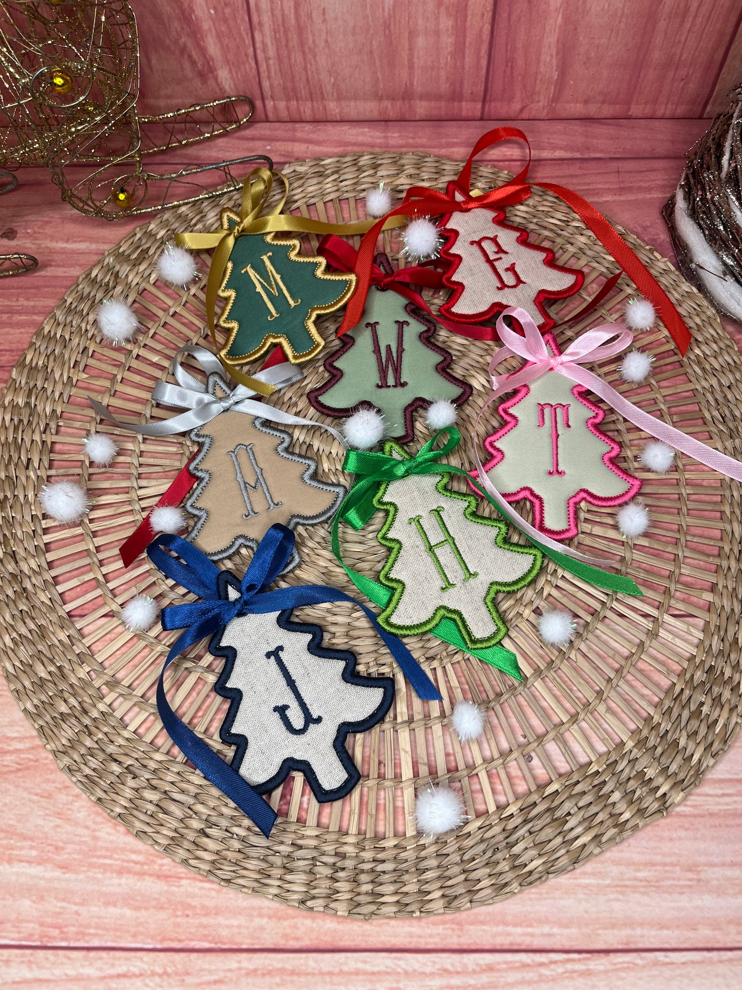 CUSTOM CHRISTMAS SHAPE FABRIC INITIAL DECORATION