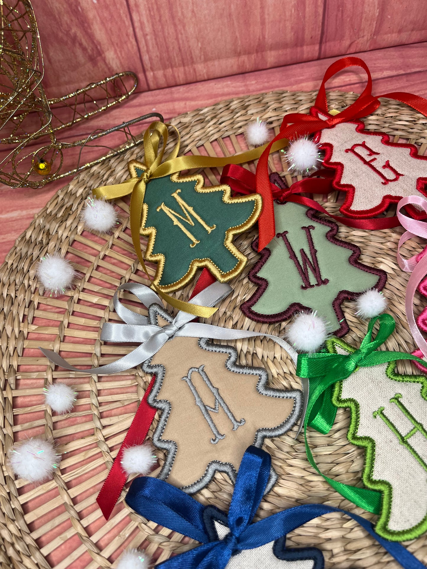 CUSTOM CHRISTMAS SHAPE FABRIC INITIAL DECORATION