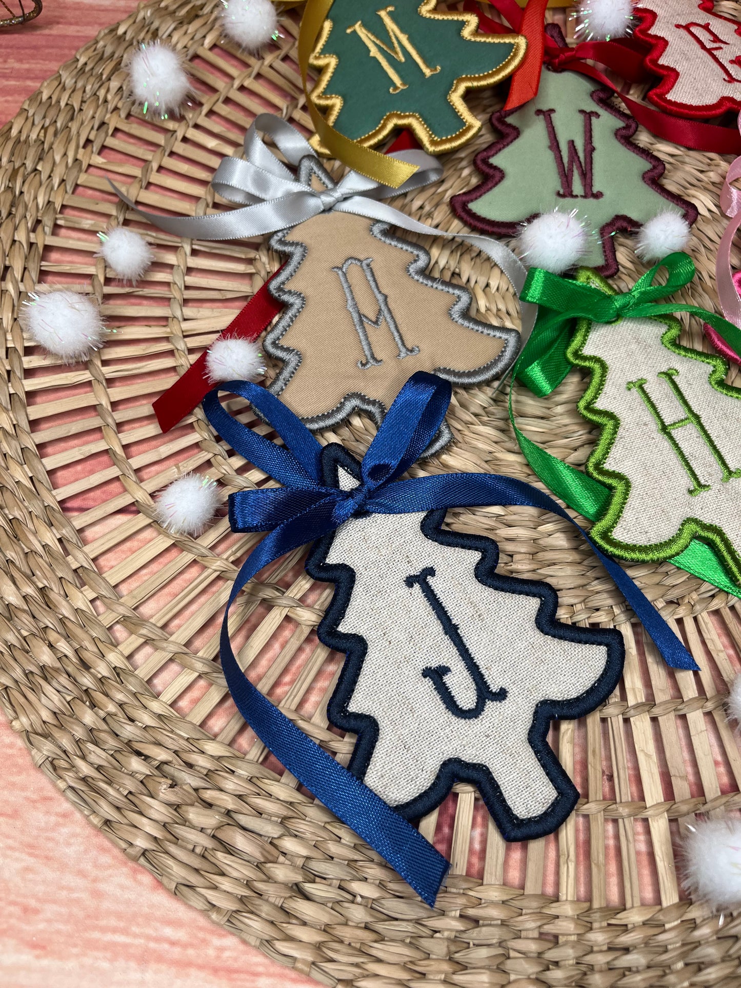 CUSTOM CHRISTMAS SHAPE FABRIC INITIAL DECORATION