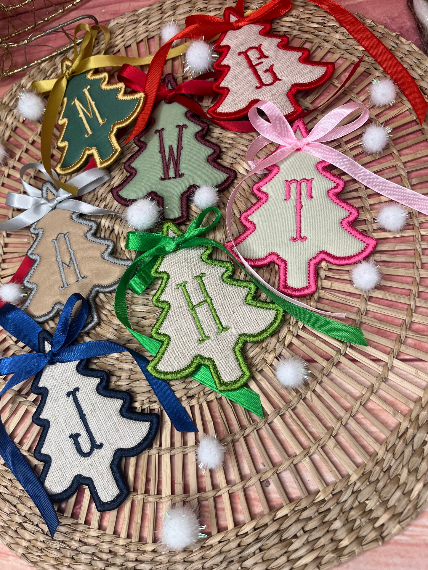 CUSTOM CHRISTMAS SHAPE FABRIC INITIAL DECORATION