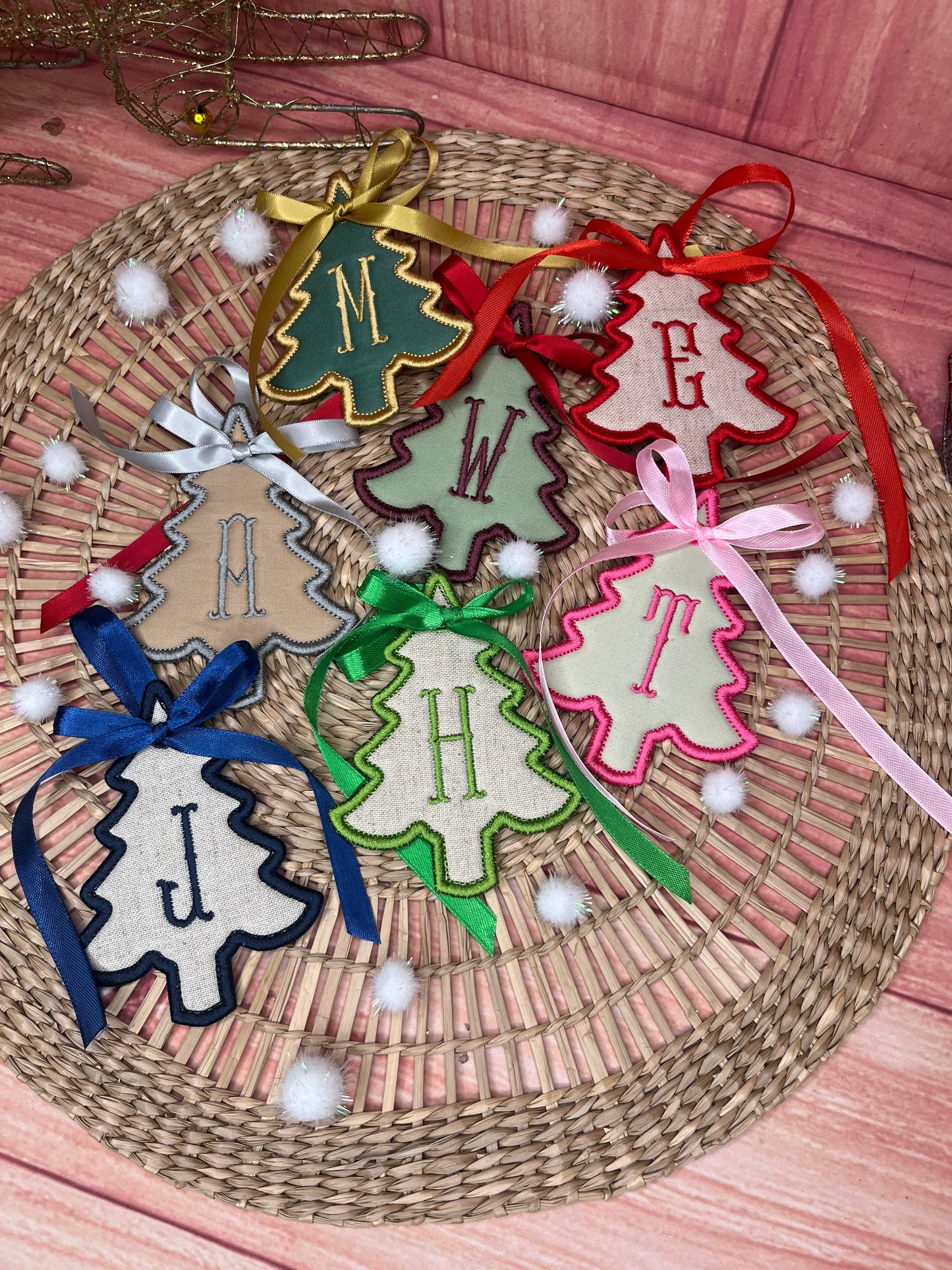 CUSTOM CHRISTMAS SHAPE FABRIC INITIAL DECORATION