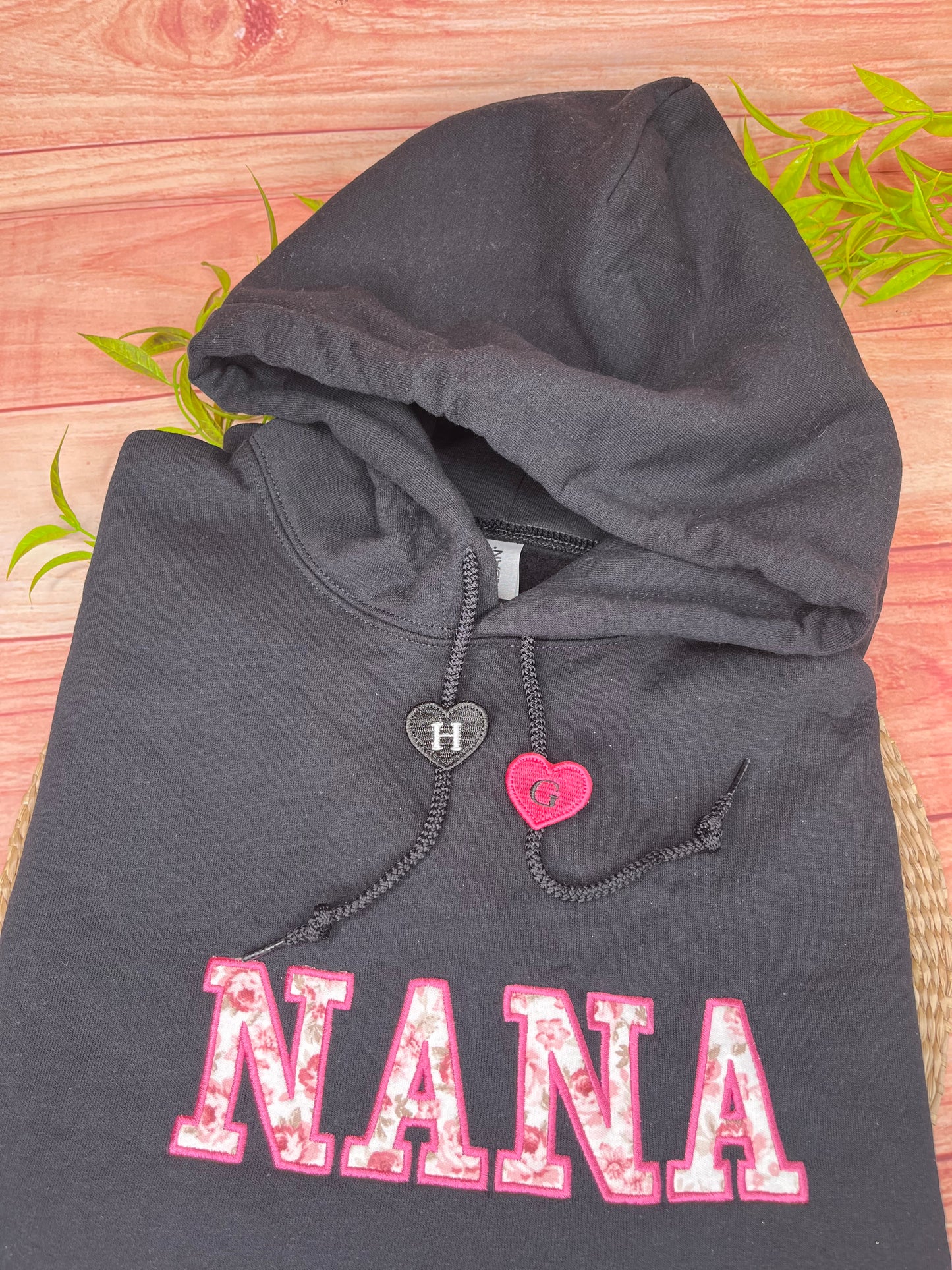 PERSONALISED EMBROIDERED HEART HOODIE CHARMS CUSTOM INITIALS FOR DRAWSTRINGS