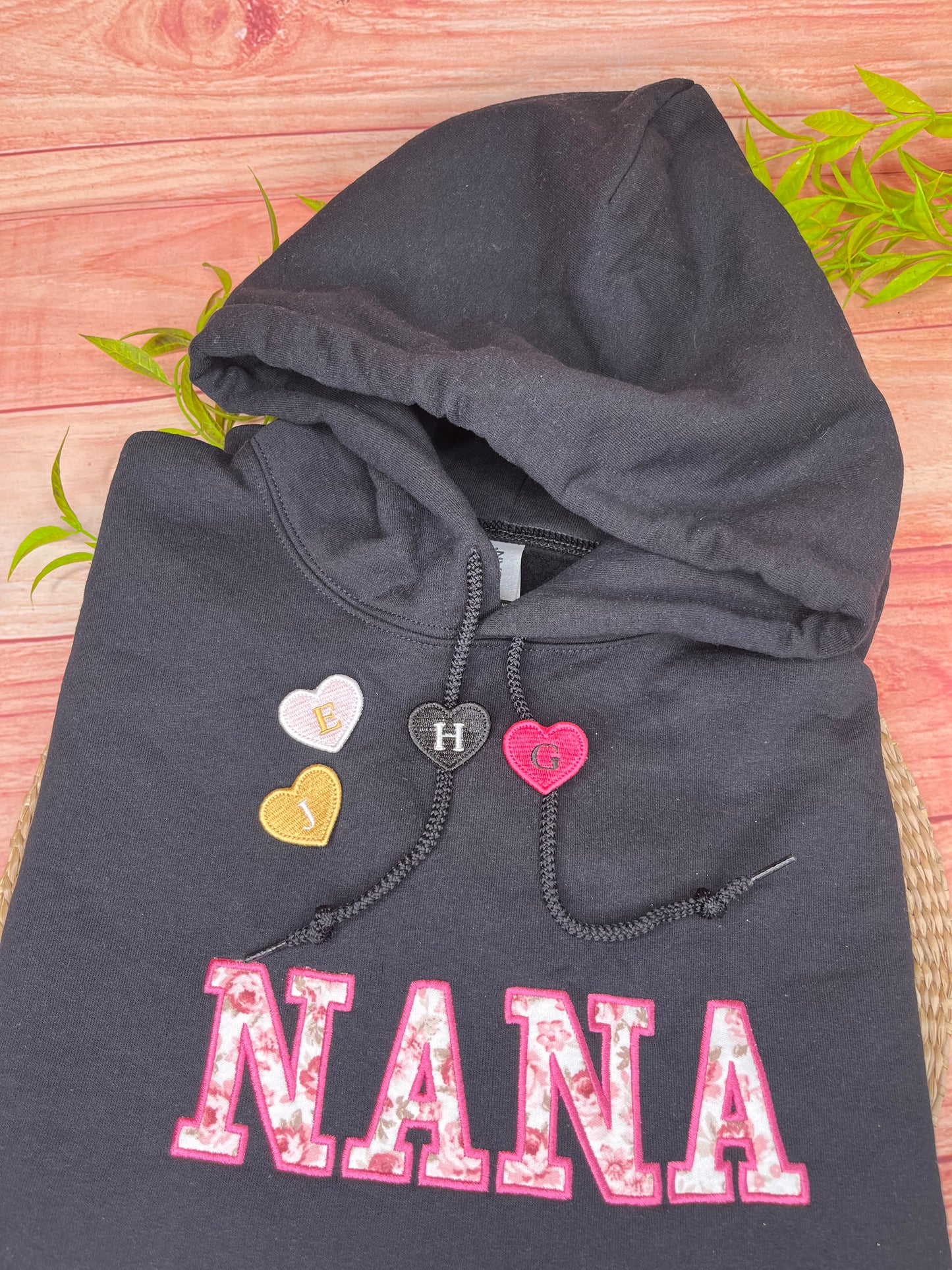 PERSONALISED EMBROIDERED HEART HOODIE CHARMS CUSTOM INITIALS FOR DRAWSTRINGS