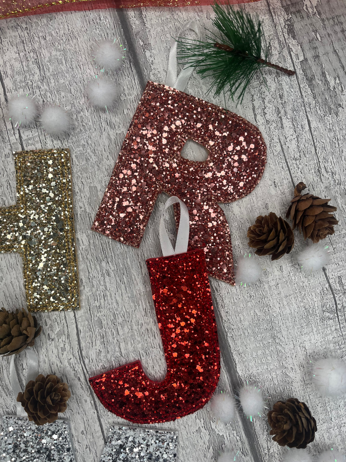 GLITTER EMBROIDERED INITIAL LETTER DECORATION