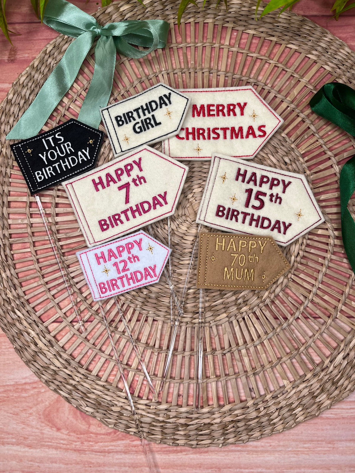EMBROIDERED CUSTOM FELT CAKE TOPPER