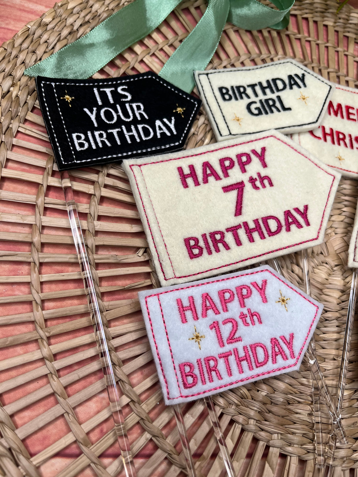 EMBROIDERED CUSTOM FELT CAKE TOPPER