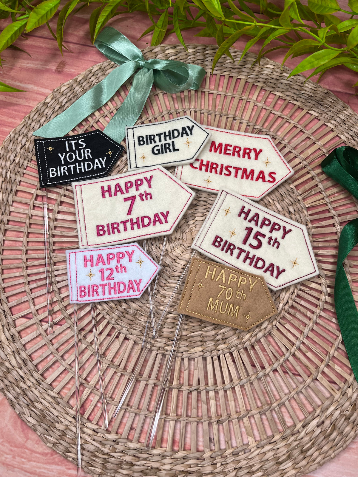 EMBROIDERED CUSTOM FELT CAKE TOPPER